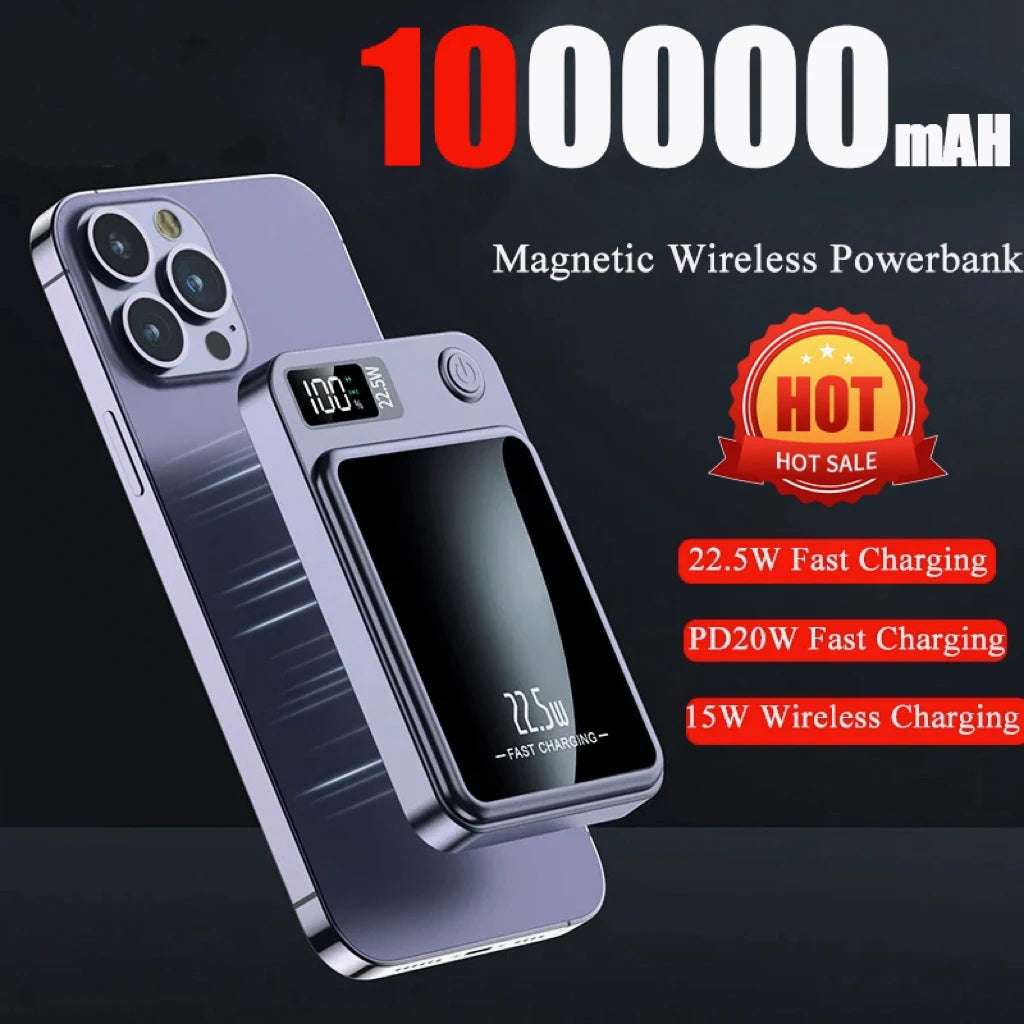 100000mAH Power Bank Magnetic Wireless 22.5W Ultra Capacity Super Fast Charging Magnetic Power Bank For Iphone15 Samsung Xiaomi Writings On The Wall 