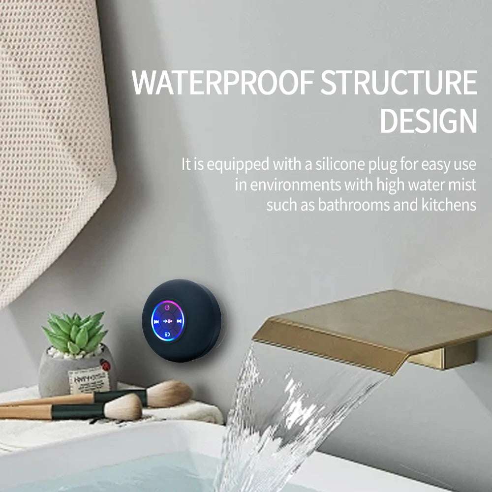 Portable Wireless Bluetooth Speaker LED IPX4 Waterproof Loudspeaker Outdoor Bathroom Large Suction Cup Mini Stereo Sound Box Writings On The Wall 