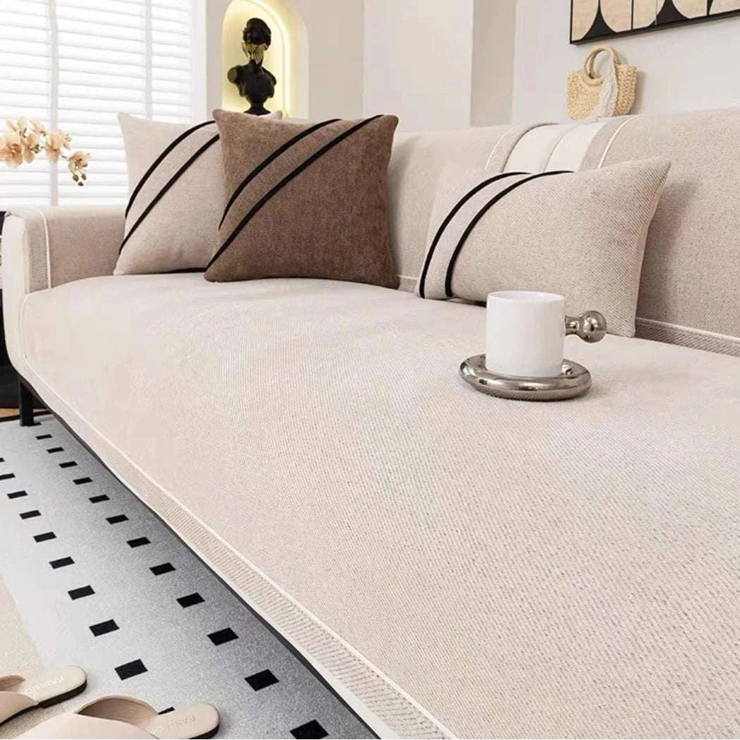 [Heavy Non-Slip Sofa Protector Classic] Luxurious Chenille Sofa Cover with Decorative Stitching - Thick, Sofa Towel Writings On The Wall 