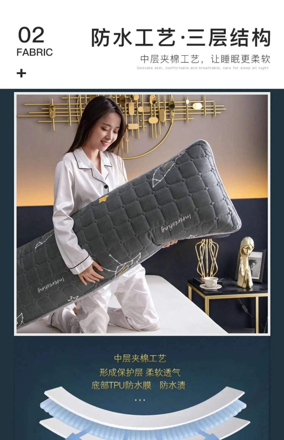 Solid Color Quilted Design Long Pillowcase Bedding Body Pillow Cover Pillow Case For Healthy Standard 48*120cm/48*150cm/48*180cm Writings On The Wall 