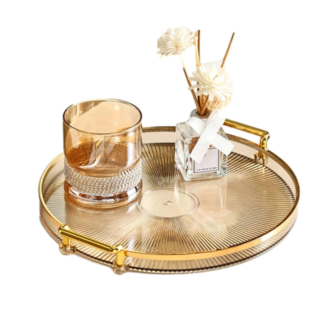 Round Serving Decorative Tray Plastic Serving Tray Kitchen Storages Decor for Party Coffee Table for Living Room Bathroom Writings On The Wall 