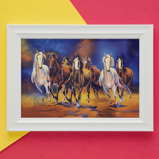 Seven Lucky Horses Painting Writings On The Wall Canvas Print