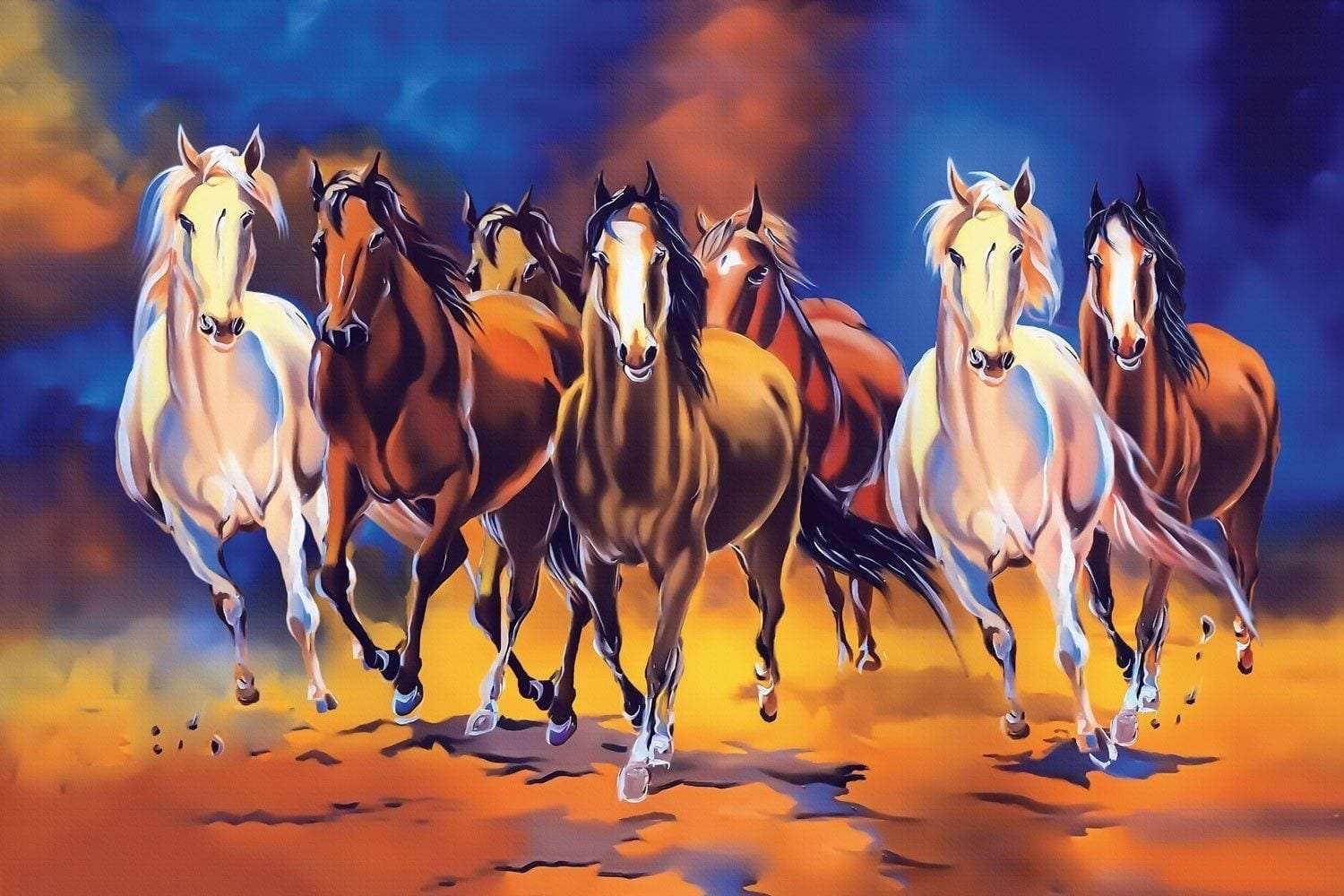 Seven Lucky Horses Painting - Embrace Prosperity – Writings On The Wall