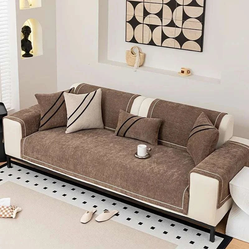 [Heavy Non-Slip Sofa Protector Classic] Luxurious Chenille Sofa Cover with Decorative Stitching - Thick, Sofa Towel Writings On The Wall 