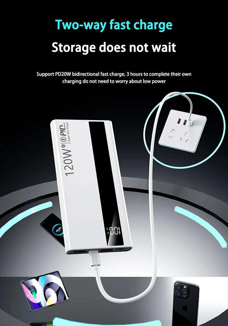 Xiaomi 120W 200000mAh Power Bank High Capacity Digital Display Fast Charging Powerbank Portable Battery Charger For iPhone Writings On The Wall 