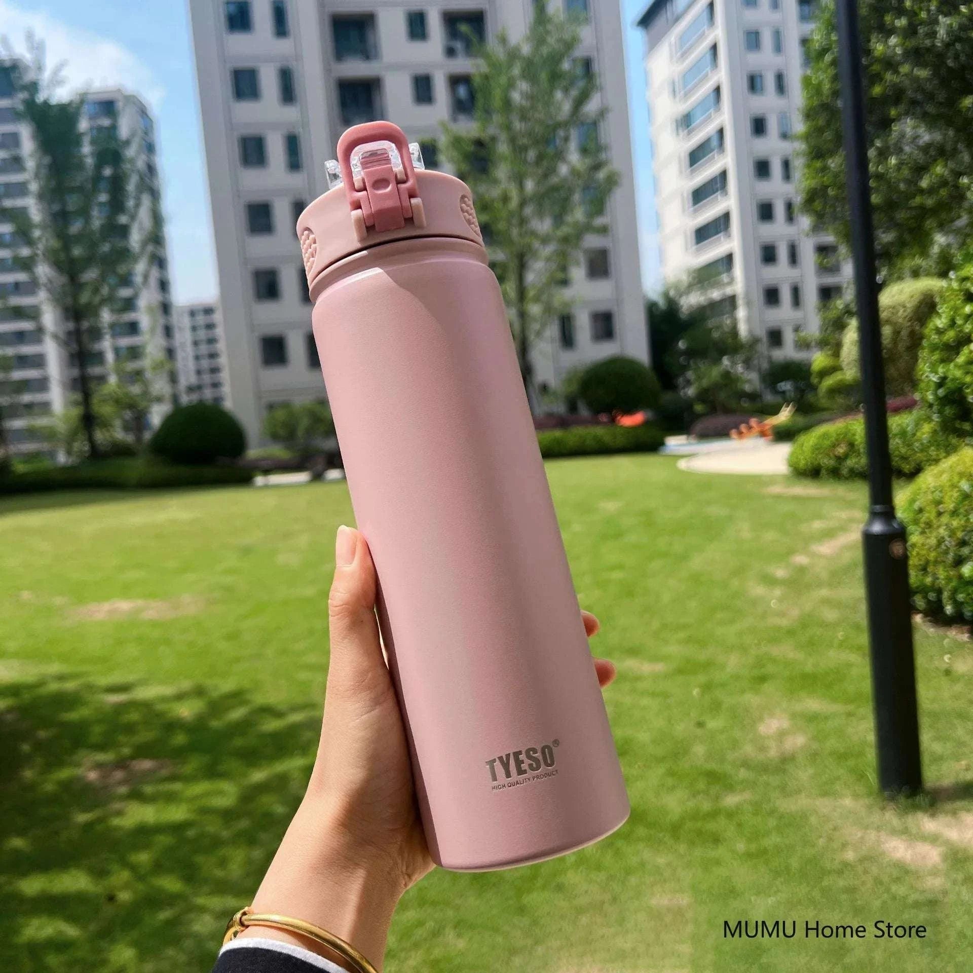 TYESO 600/750ML Thermos Bottle With Straw Stainless Steel Car Thermal Cup Sports Water Bottles Keeps Cold and Heat Thermal Mug Writings On The Wall 