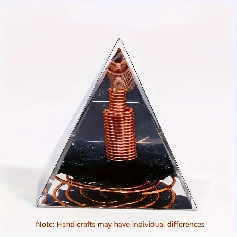 1pc Orgonite Pyramid With Obsidian, Energy For Yoga, Crystal Gifts,  Crystals For Home Office Decoration, Balance Your Energy