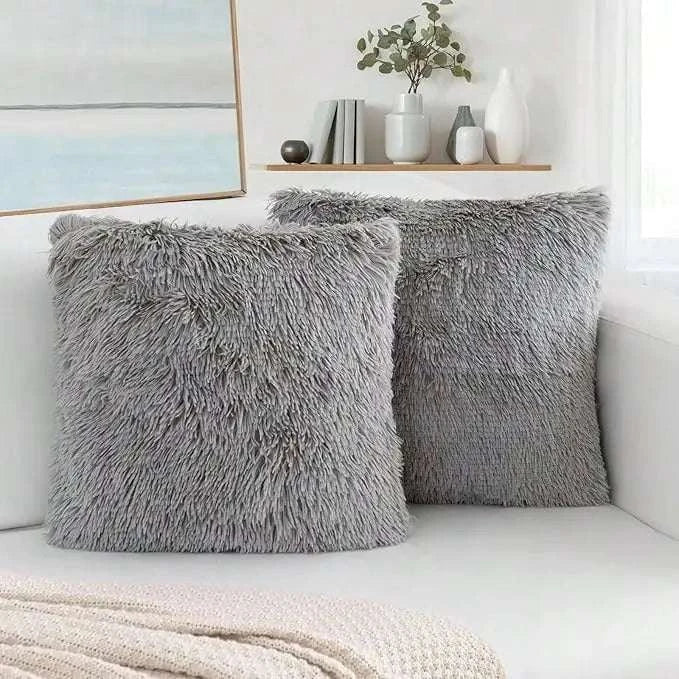 Pack of 2 Luxury Faux Fur Throw Pillow Cover Deluxe Decorative Plush Pillow Case Cushion Cover for Sofa Bedroom （no pillowcore） Writings On The Wall 