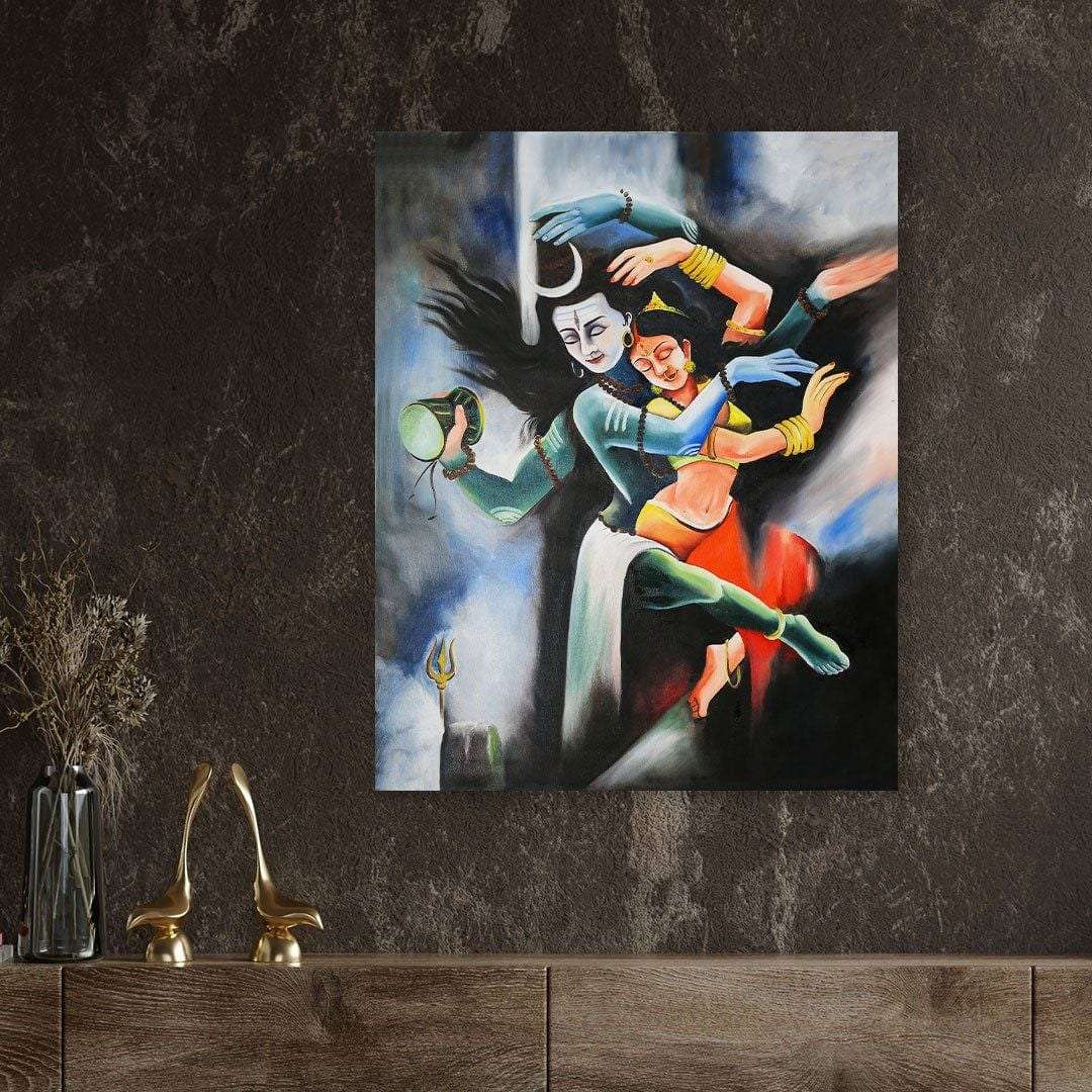 Shiva & Parvati Oil Painting Writings On The Wall Oil Painting