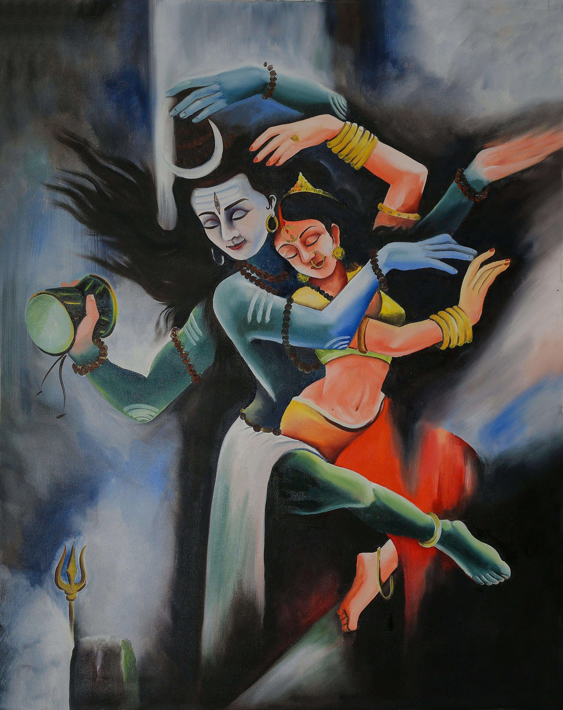 Shiva & Parvati Oil Painting Writings On The Wall Oil Painting