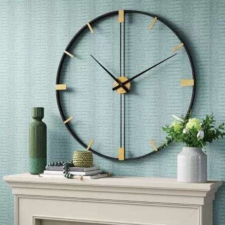 Sleek Black & Gold Wall Clock Writings On The Wall Metal Wall Clock