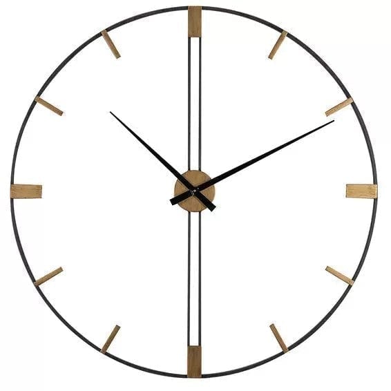 Sleek Black & Gold Metal Wall Clock Large Wall Clock Writings On