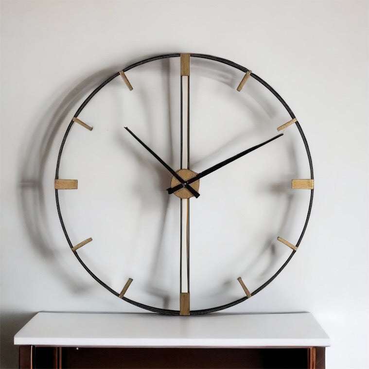 Sleek Black & Gold Wall Clock Writings On The Wall Metal Wall Clock