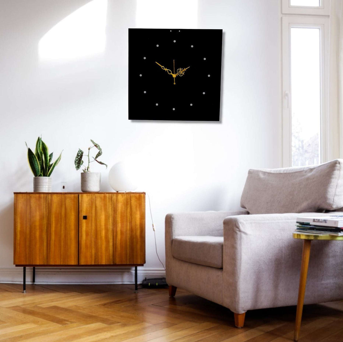 Square Minimal Designer Wall Clock Writings On The Wall Metal Wall Clock