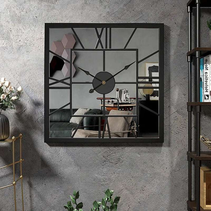 Square Roman Mirror Wall Clock Writings On The Wall Metal Wall Clock