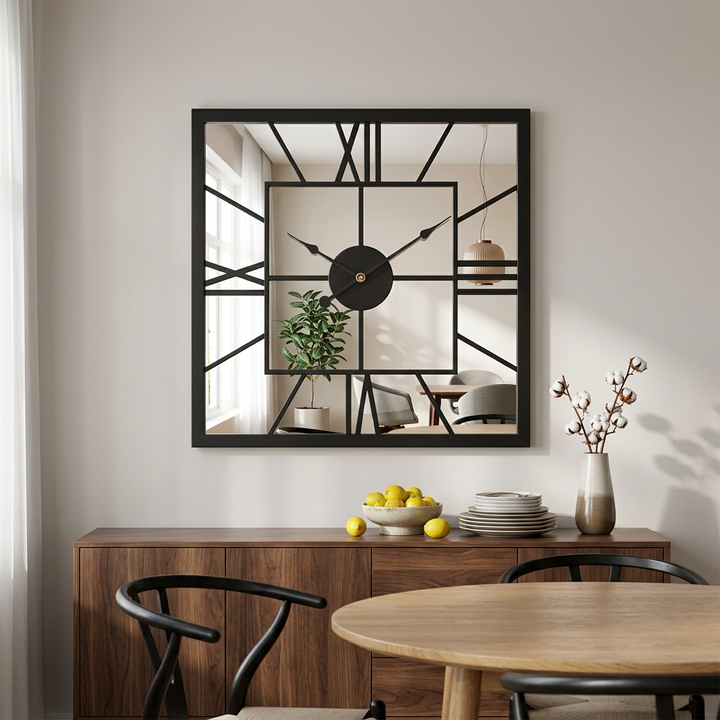 Square Roman Mirror Wall Clock