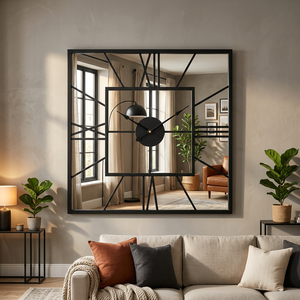 Square Roman Mirror Wall Clock