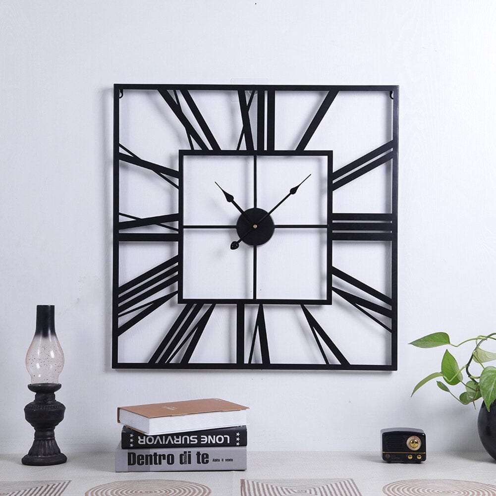 Square Roman Numbers Designer Wall Clock Writings On The Wall Metal Wall Clock