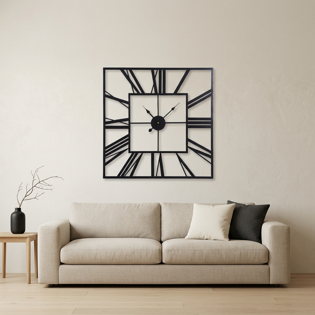 Square Roman Numbers Designer Wall Clock