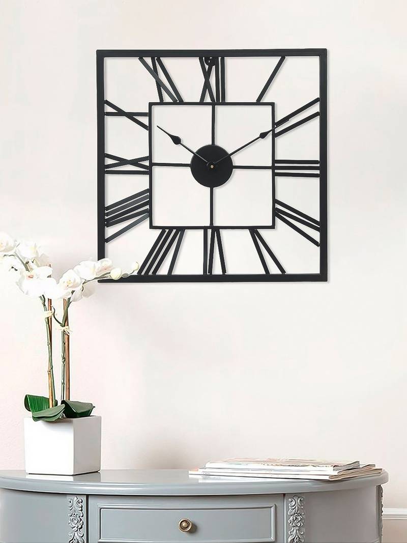 Roman Clock Pattern Square Square Roman Numbers Designer Metal Wall Clock | Large Clock – Writings ...