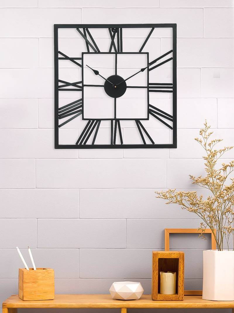 Square Roman Numbers Designer Wall Clock Writings On The Wall Metal Wall Clock