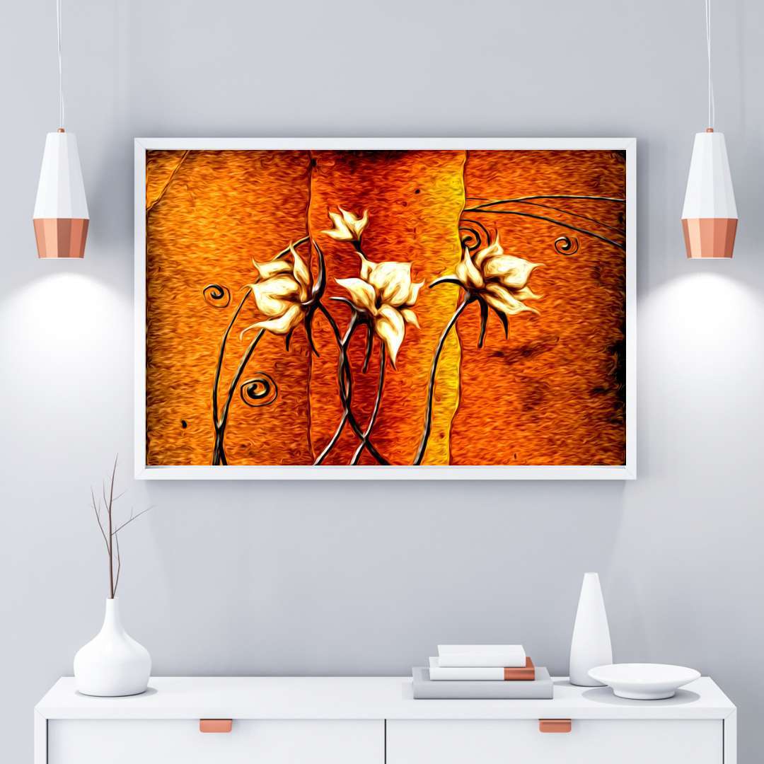 Sunkissed Flowers Painting Writings On The Wall Canvas Print