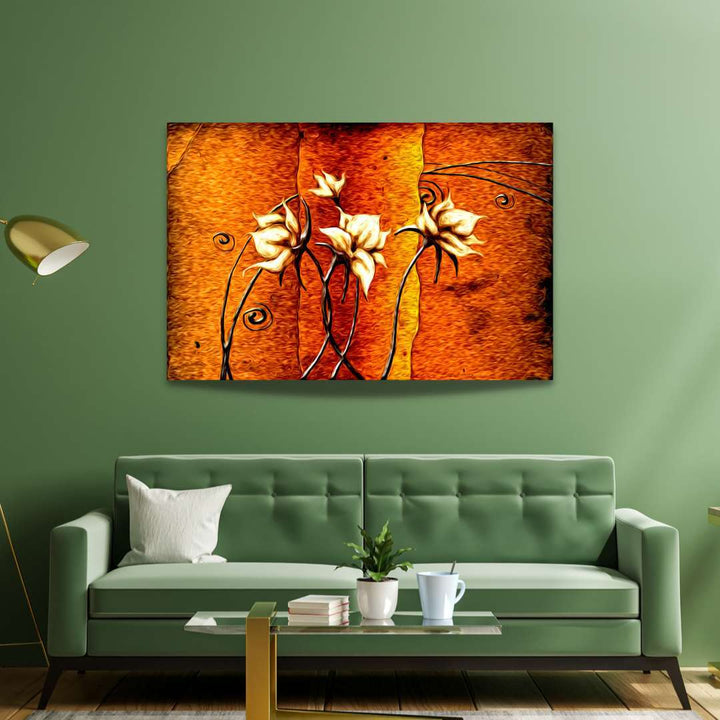 Sunkissed Flowers Painting Writings On The Wall Canvas Print