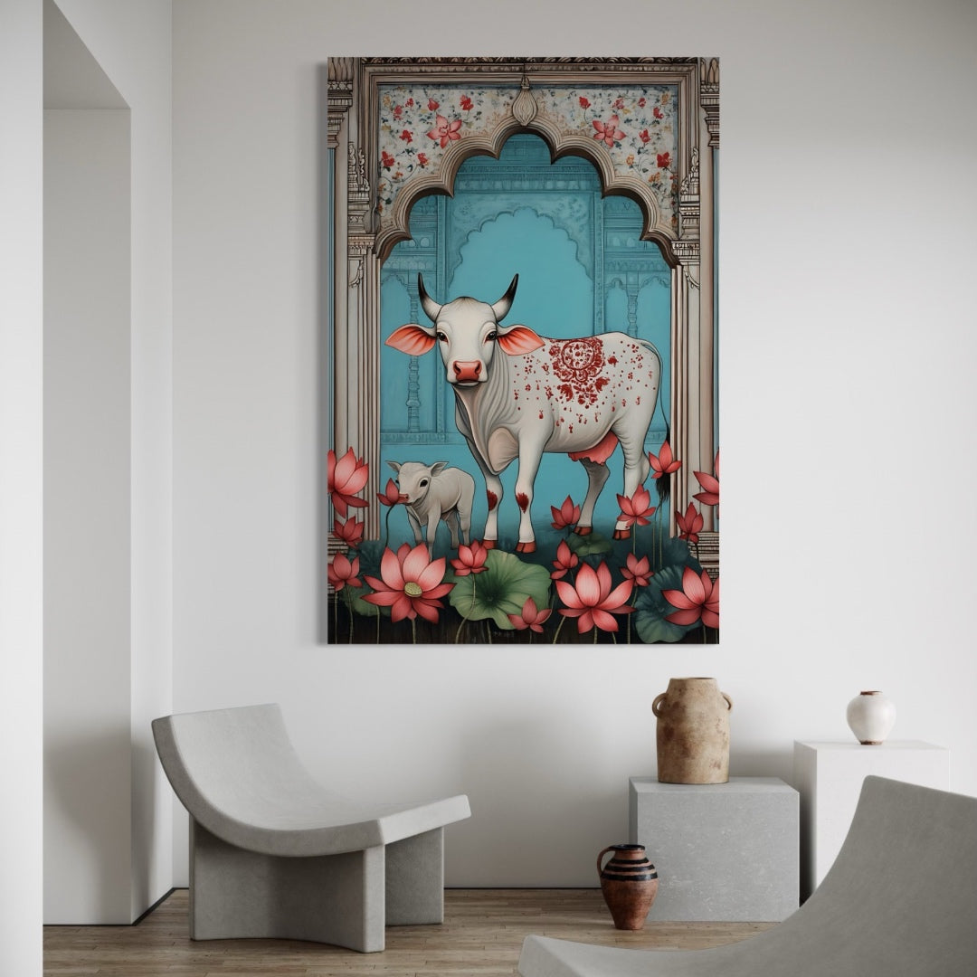 Cow & Calf Painting - Art Print