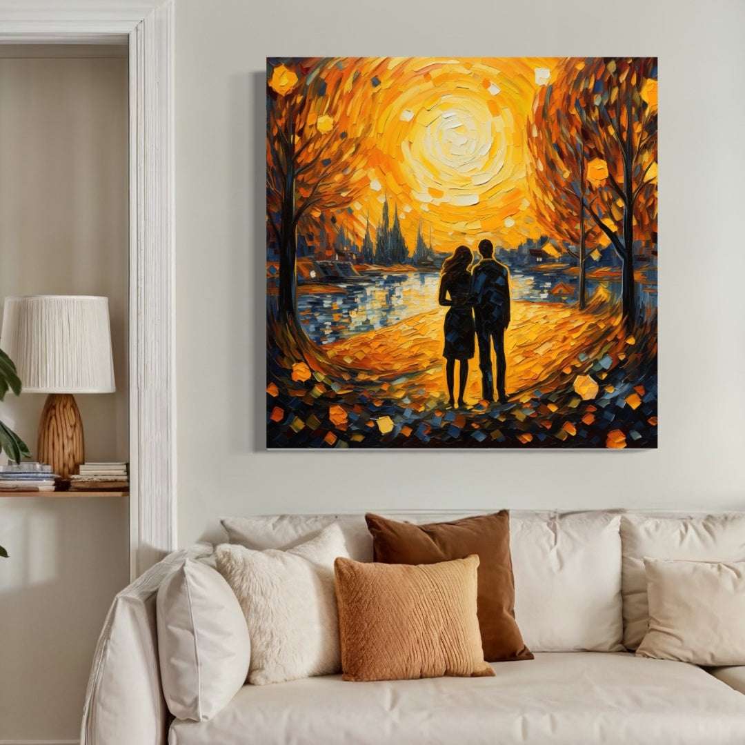 Couple Walking In The Rain - Art Print Writings On The Wall Canvas Print