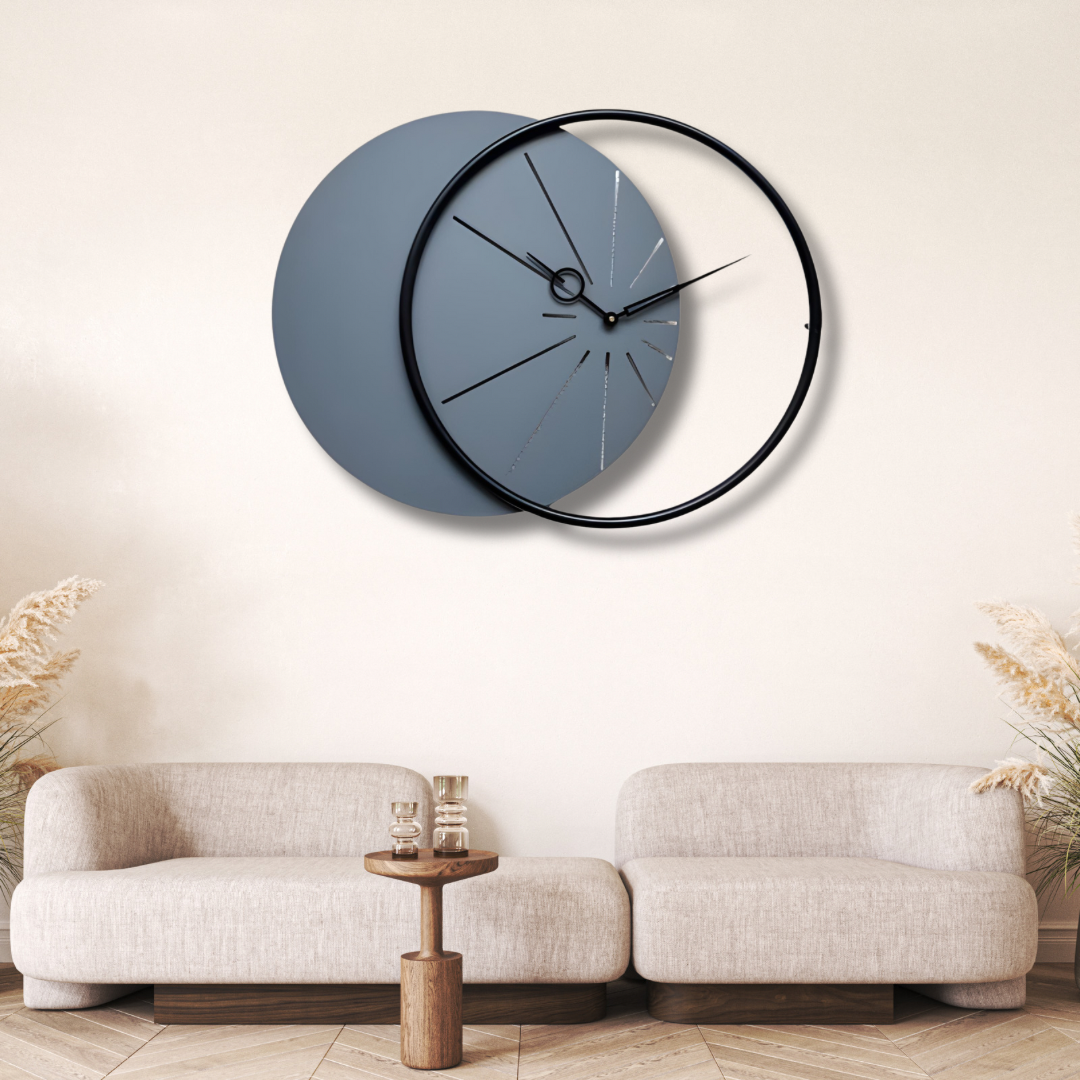 Minimal Grey and Black Wall Clock