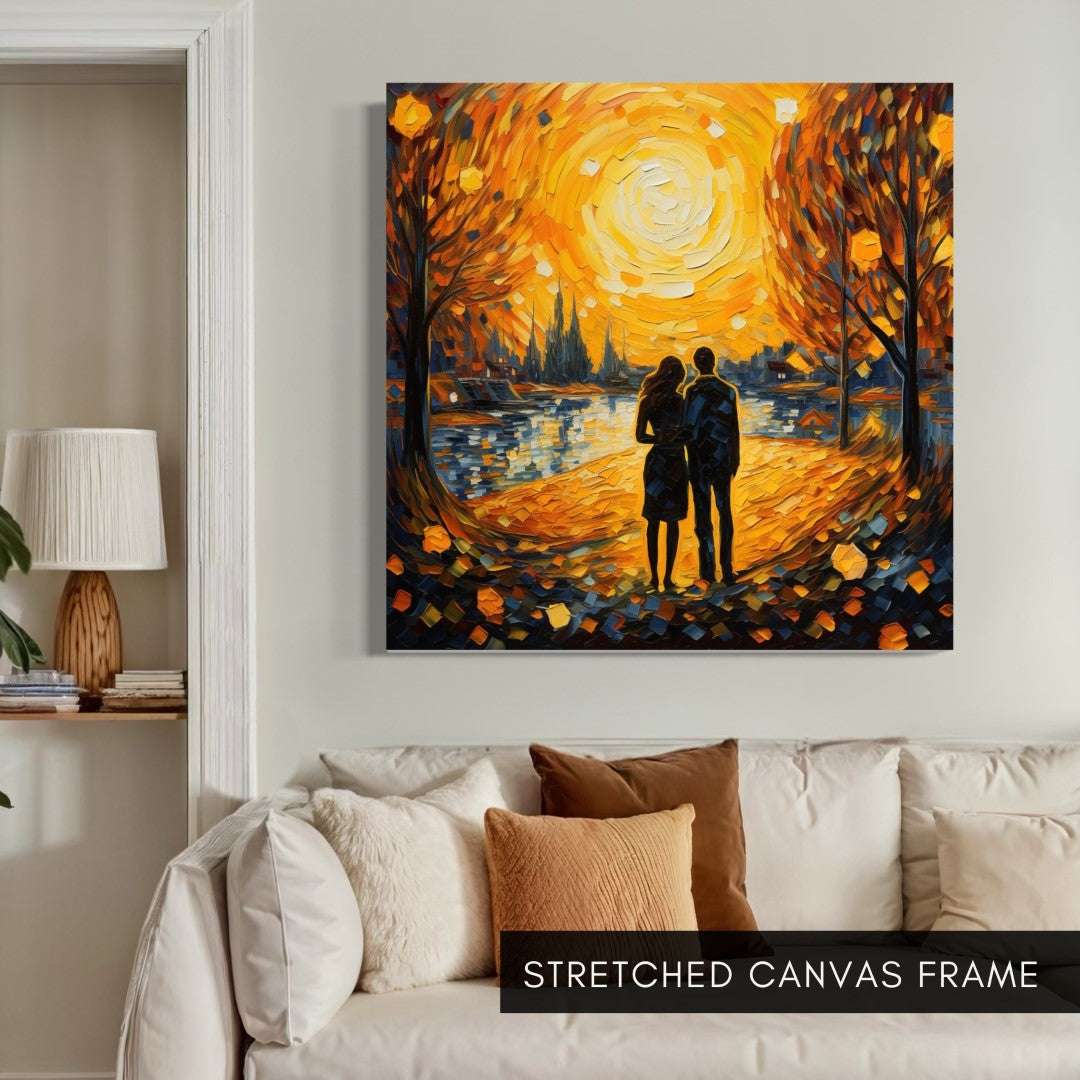 Couple Walking In The Rain - Art Print Writings On The Wall Canvas Print