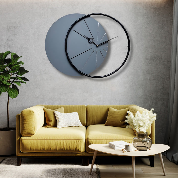 Minimal Grey and Black Wall Clock