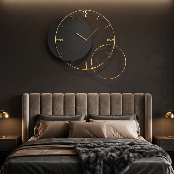 Minimal Black and Gold Wall Clock