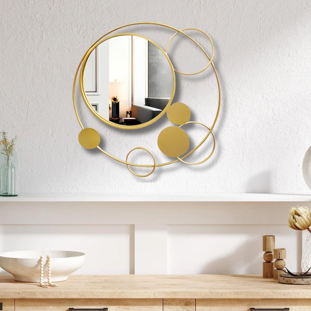 Golden Orbit Wall Mirror