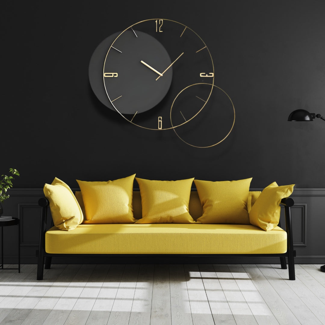 Minimal Black and Gold Wall Clock