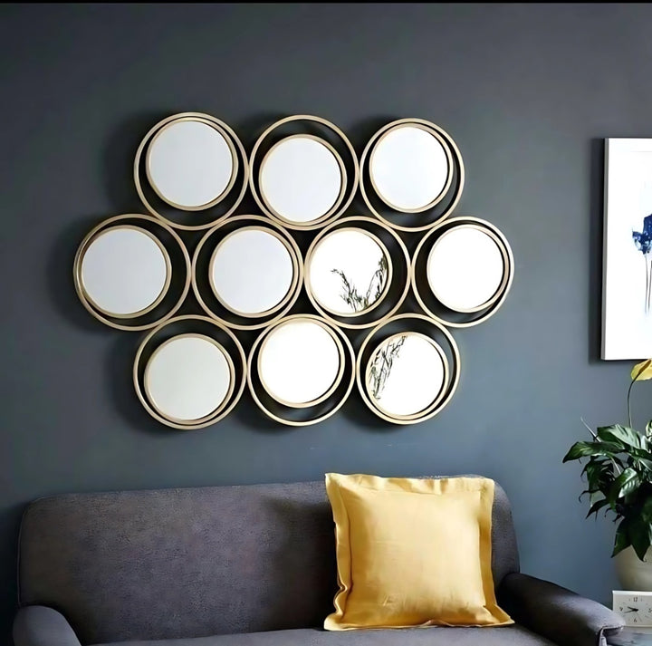 Golden Multi-Ring Wall Mirror