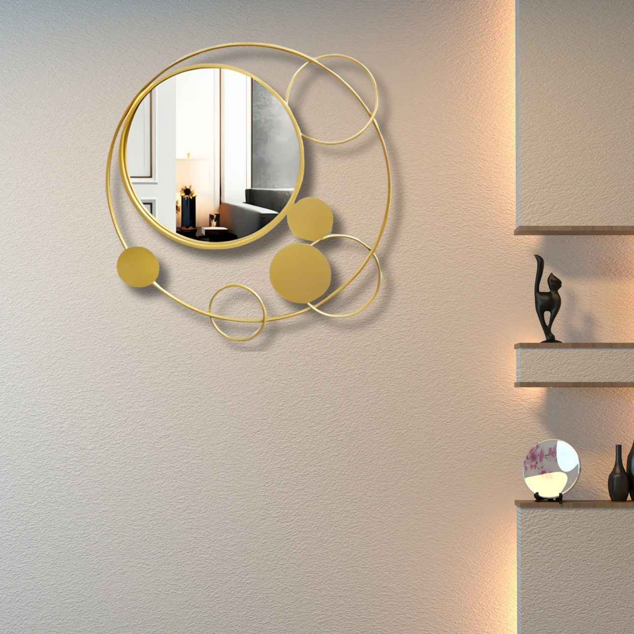 Golden Orbit Wall Mirror
