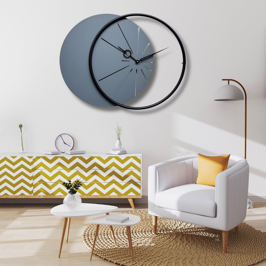 Minimal Grey and Black Wall Clock