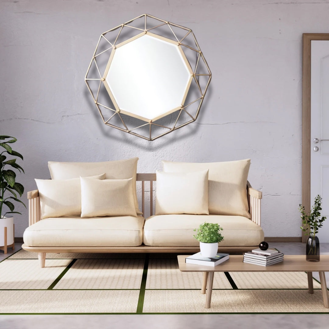 Geometric Golden Wall Mirror