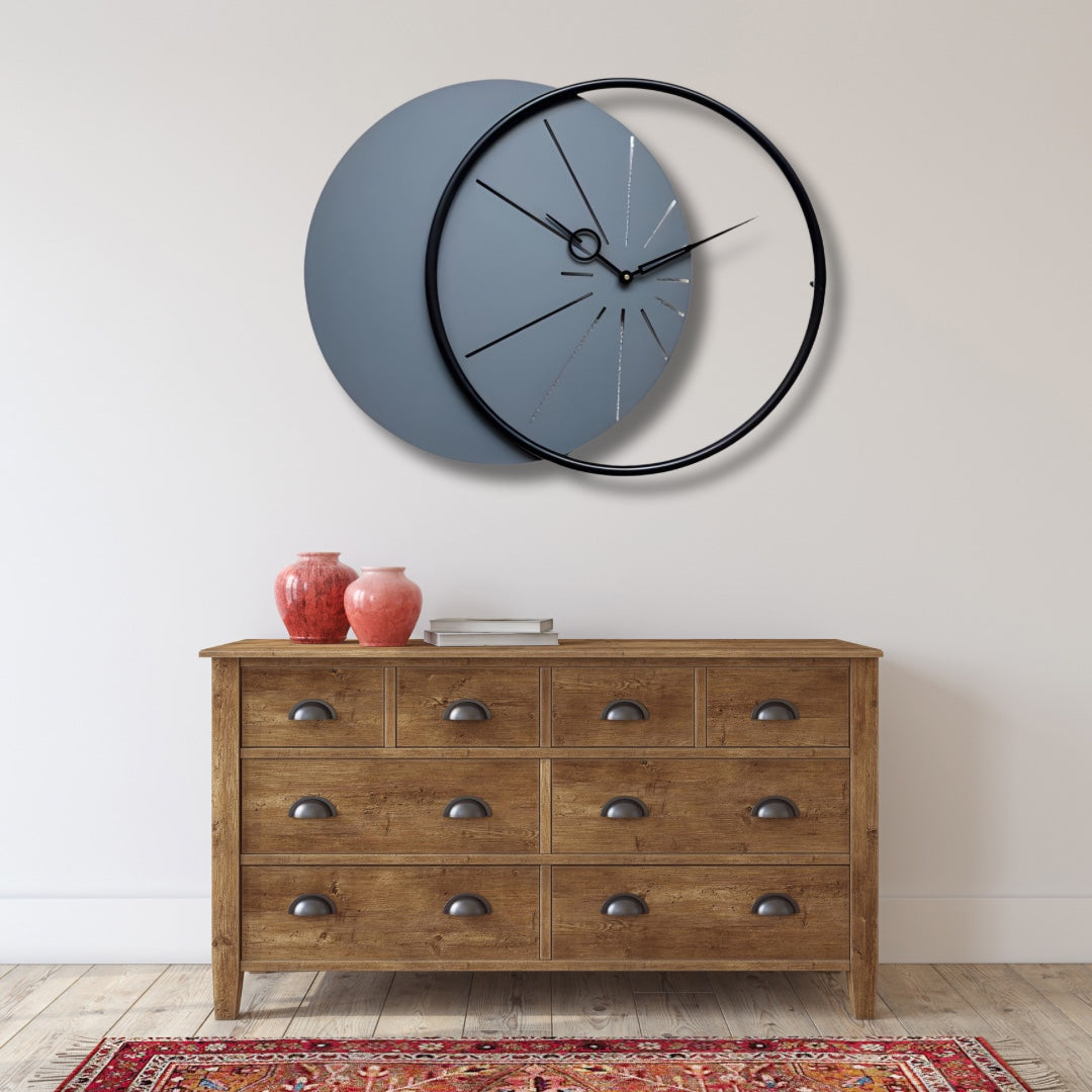 Minimal Grey and Black Wall Clock