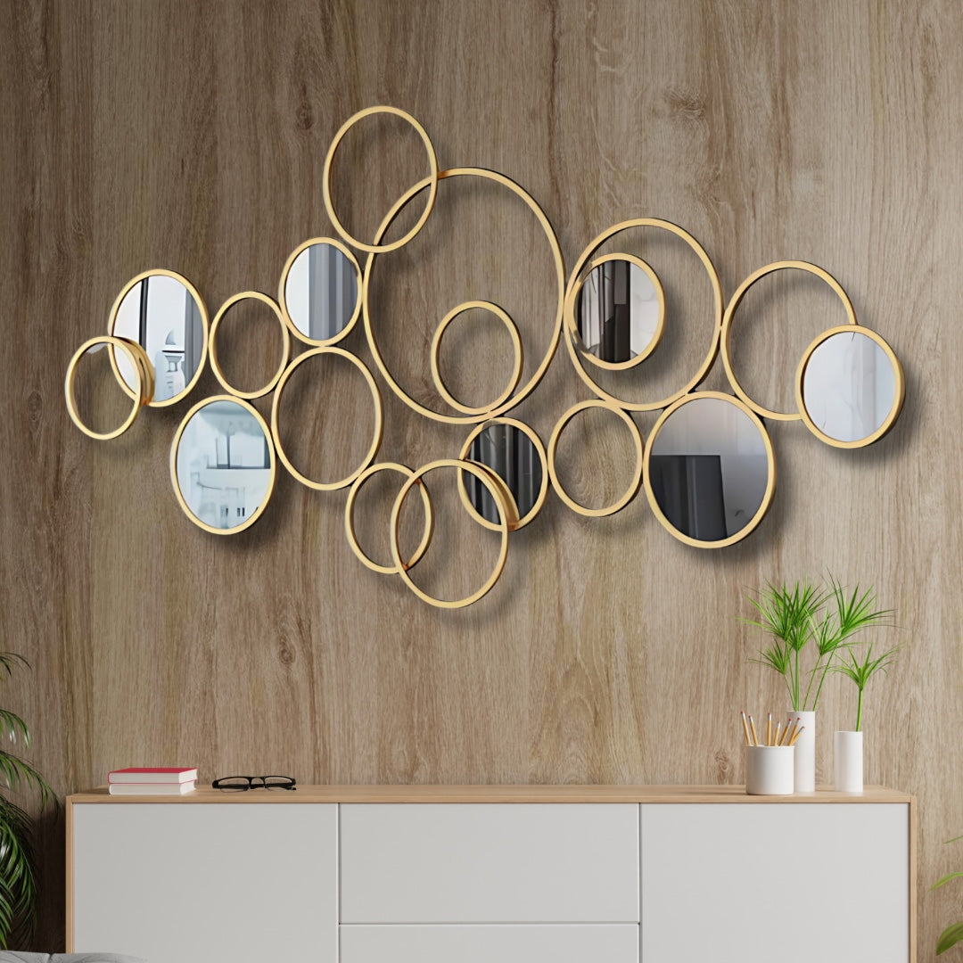 Golden Circular Ring Wall Mirror