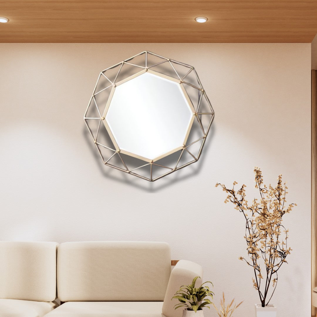 Geometric Golden Wall Mirror