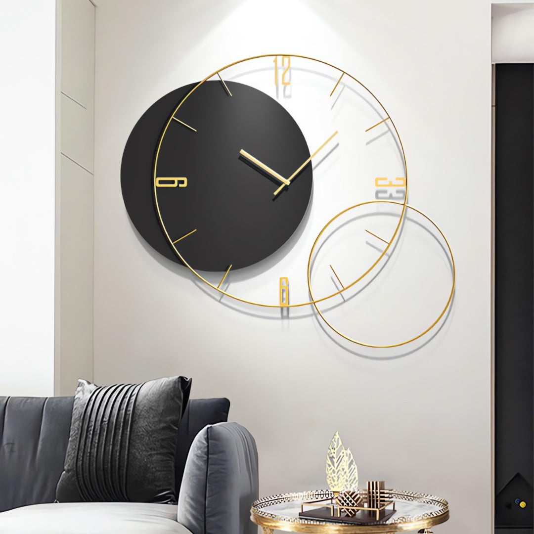 Minimal Black and Gold Wall Clock