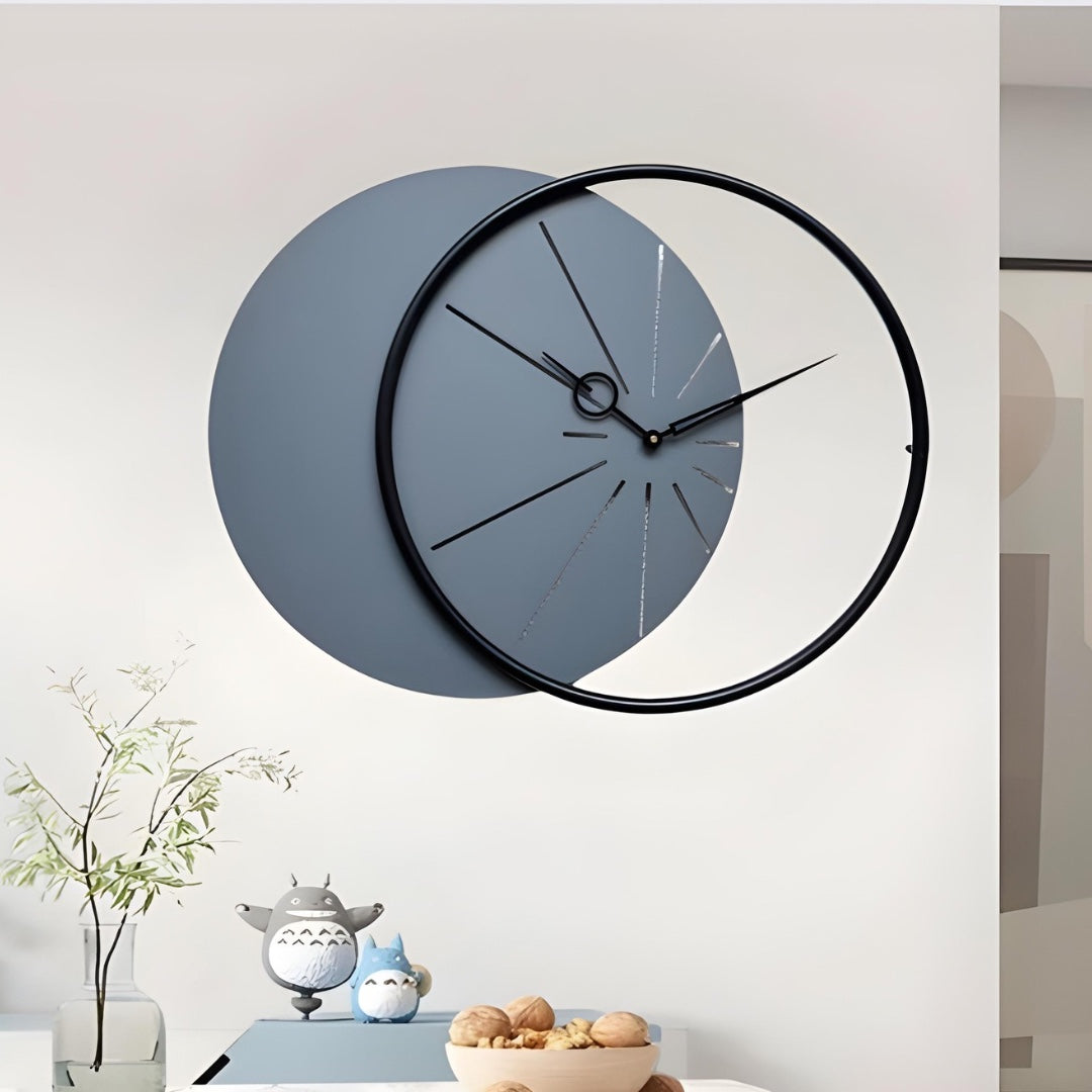 Minimal Grey and Black Wall Clock