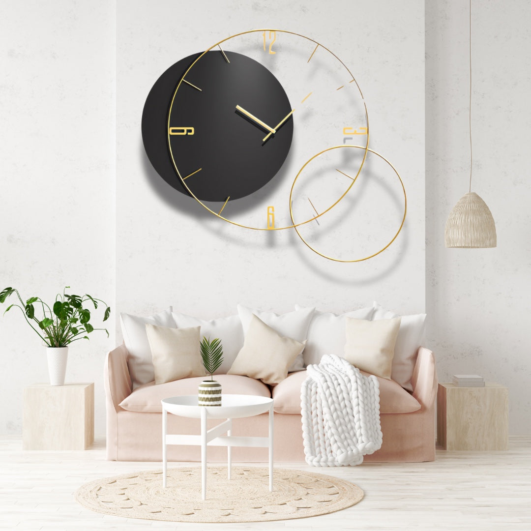 Minimal Black and Gold Wall Clock