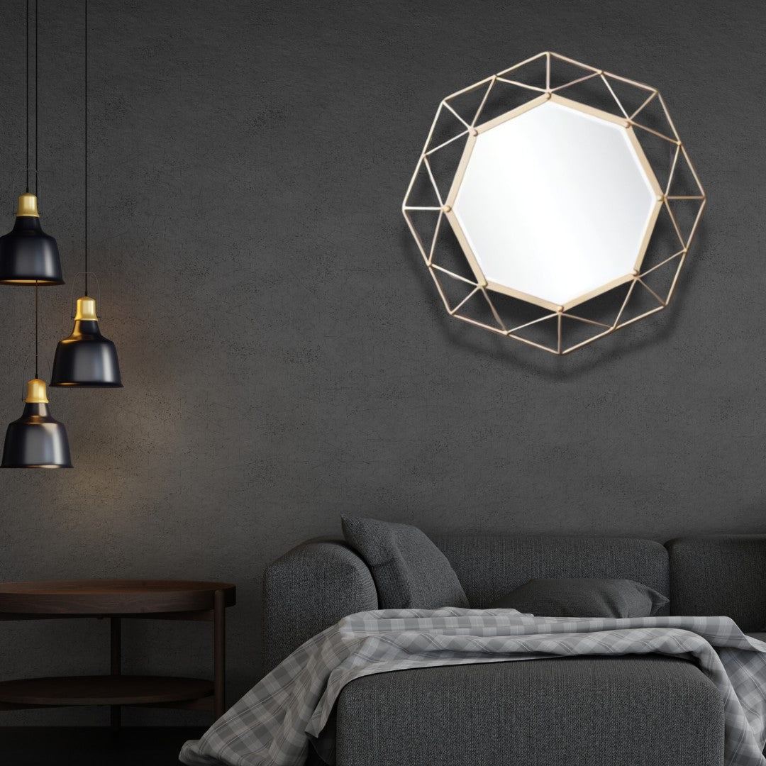 Geometric Golden Wall Mirror