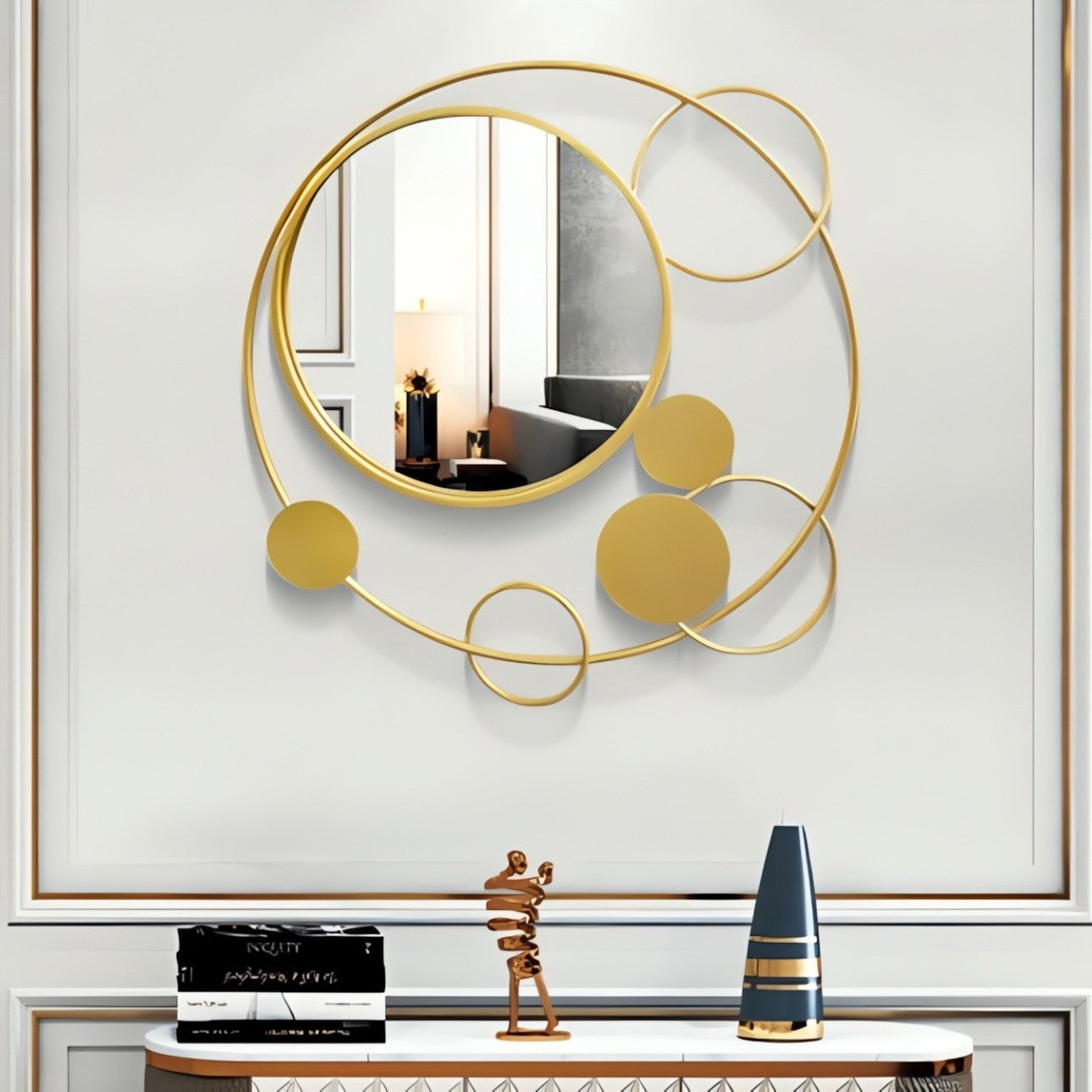 Golden Orbit Wall Mirror