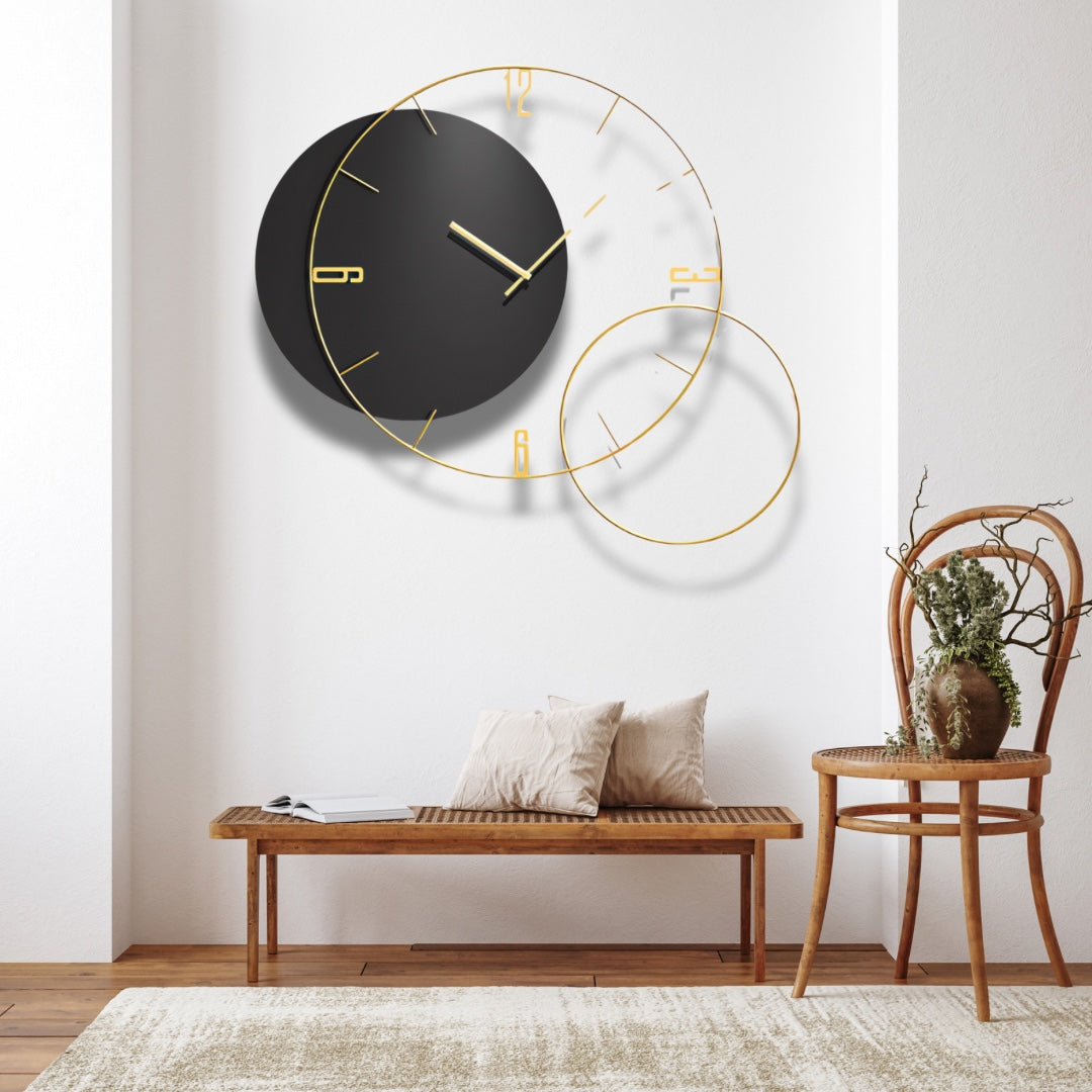 Minimal Black and Gold Wall Clock