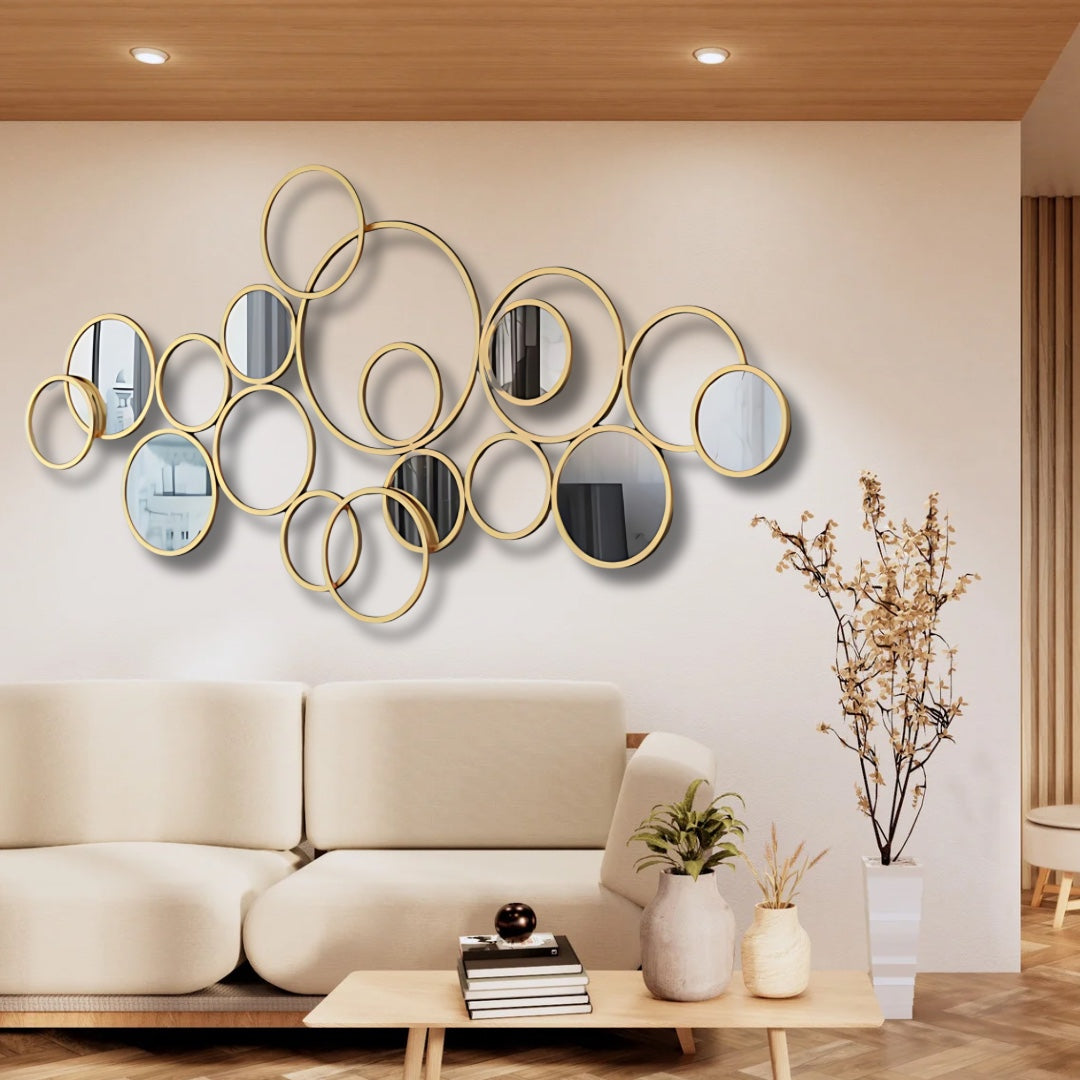 Golden Circular Ring Wall Mirror