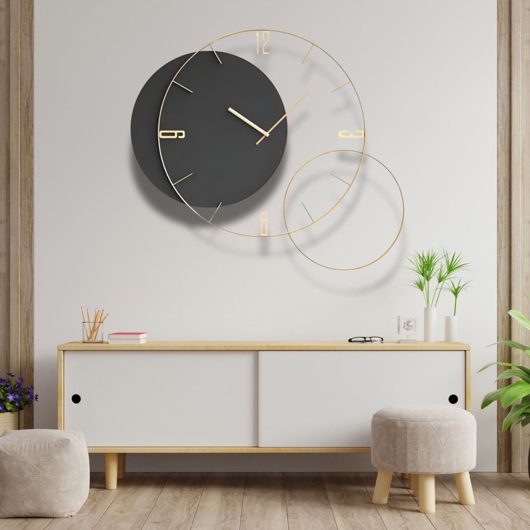 Minimal Black and Gold Wall Clock